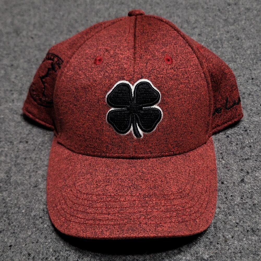 Black Clover Hat Cap Mens Unisex Red Small Medium Memory Fit Golf Couer D'Alene
